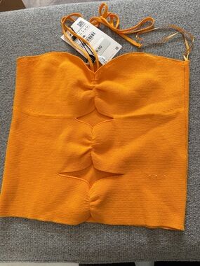 Orange Cutout Knit Tube Top